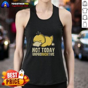 Stylish Psyduck tank top featuring 'Top Not Today Unproductive' design, perfect for Pokmon fans and casual wear.