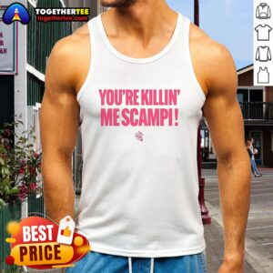 Awesome Jacksonville Jumbo Shrimp 'Youre Killin Me' Scampi Tank Top featuring a vibrant shrimp graphic design.
