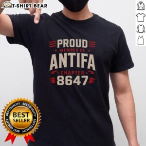 Original Proud Member Of Antifa Chapter 8347 T-Shirt featuring bold graphic design and vibrant colors.