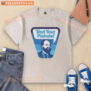 Awesome Shut Your Piehole Washed T-Shirt in soft cotton, featuring a bold graphic design for a casual, trendy look.