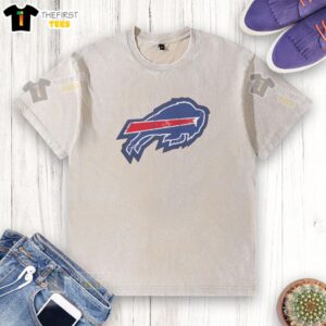 Alt Text: Awesome Buffalo Bills Rivet Logo Washed T-Shirt featuring a vintage design and comfortable fit for fans.