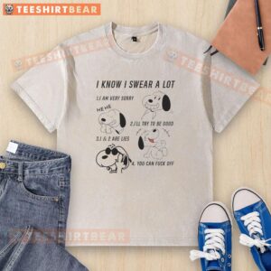 Top Snoopy I Know I Swear A Lot I Am Very Sorry washed t-shirt featuring a playful Snoopy graphic design.