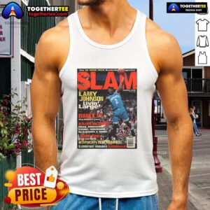 Alt Text: Larry Johnson Livin Larger Slam Tank Top from In Your Face Basketball Magazine, showcasing bold graphics and vibrant colors.