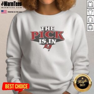 Alt Text: Awesome Tampa Bay Buccaneers Pick Is In sweatshirt featuring team colors and logo, perfect for fans.