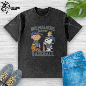 Awesome Charlie Brown and Snoopy X Milwaukee Brewers basketball t-shirt, est. 1969, in a washed design.