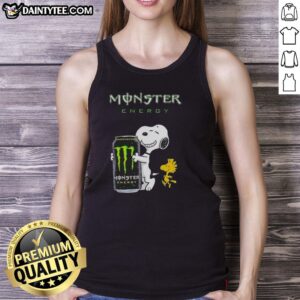 Top Snoopy and Woodstock x Monster Energy tank top featuring vibrant designs and playful graphics for casual wear.