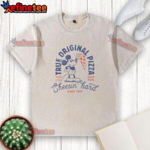 Original Disney Mickey Mouse True Original Pizza Cheesin Hard Washed T-Shirt featuring classic Mickey design.