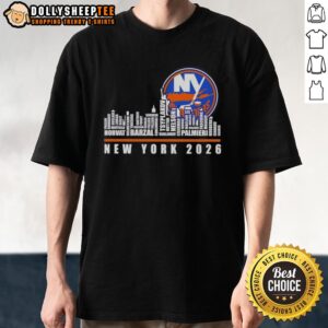 Official NHL New York Islanders X Skyline City T-Shirt featuring team logo and skyline design for fans and collectors.