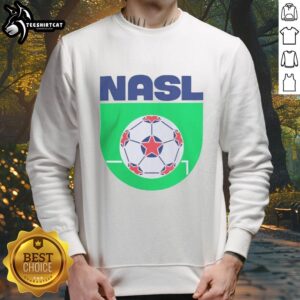 Stylish sweatshirt featuring the Pretty North American Soccer League logo in vibrant colors.