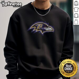 Alt Text: Stylish Top Baltimore Ravens Rivet Logo Sweatshirt featuring the iconic team logo, perfect for fans and casual wear.