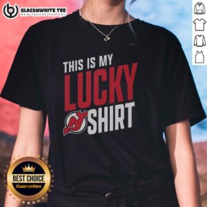 Nice New Jersey Devils 'This Is My Lucky Ladies Tee' featuring team colors and logo, perfect for female fans.