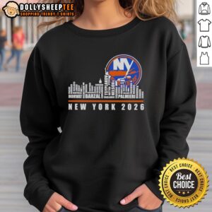 Official NHL New York Islanders X Skyline City Sweatshirt featuring team logo and vibrant cityscape design.