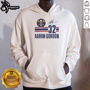 Alt Text: Aaron Gordon Denver Nuggets signature name and number hoodie showcasing team colors and unique design.