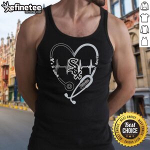 Alt Text: Pretty Chicago White Sox heart and soul tank top featuring a stethoscope and heartbeat design.