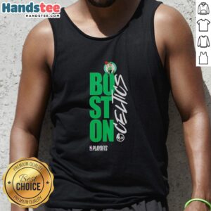 Alt Text: Stylish Boston Celtics playoff tank top featuring team colors and logo, perfect for NBA 2026 fans.