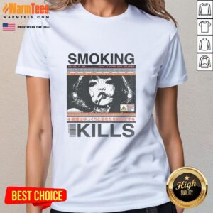 Alt Text: Retro manga anime graphic style ladies tee featuring Awesome Smoking Kills design in vibrant colors.