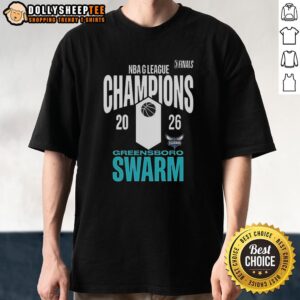 Hot Greensboro Swarm NBA League Champions 2026 T-Shirt showcasing team pride and celebration in vibrant colors.