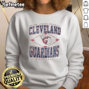 Original Cleveland Guardians Major League Baseball Cooperstown Diamond Sweatshirt in navy blue, featuring logo.