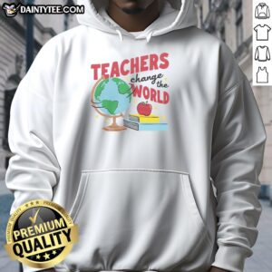 Alt Text: Hot Teachers Change the World White and Red Ringer Hoodie - Stylish apparel for educators making a difference.