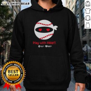 Good Pitching Ninja Play With Heart Hoodie in vibrant colors, showcasing stylish design for baseball enthusiasts.