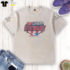 Alt Text: Official Nitromall Tony Stewart Smoke Americana Washed T-Shirt in vintage style, featuring a patriotic design and soft fabric.