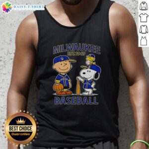 Charlie Brown, Snoopy, and Woodstock in Milwaukee Brewers baseball jersey tank top, celebrating Est. 1969.