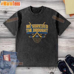 Original Buffalo Hockey 'We Survived The Drought' washed t-shirt featuring vintage graphics and a relaxed fit.