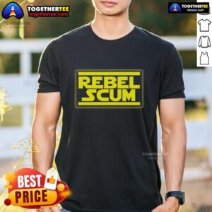 Original Rebel Scum Inspired By Star Wars Logo T-Shirt featuring iconic design for fans of the franchise.
