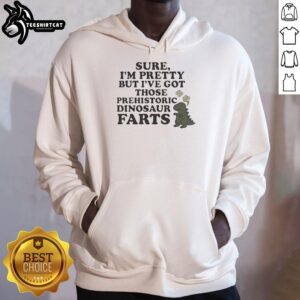 Cute hoodie featuring a whimsical dinosaur design with the text Premium-Sure-Im-Pretty-Prehistoric-Dinosaur-Farts.