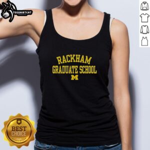 Premium Michigan Wolverines Rackham Graduate School logo tank top featuring a stylish design for alumni and fans.