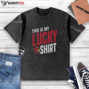 Alt Text: Awesome Ottawa Senators T-shirt showcasing a lucky design, perfect for fans supporting their favorite NHL team.