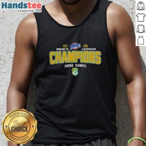 Premium NCAA Siena Saints 2026 MAAC Men's Lacrosse Tournament Champions tank top showcasing team colors and logo.