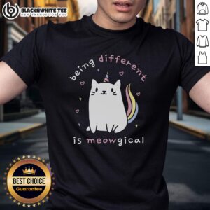 Good Being Different Is Meowgical T-Shirt featuring a playful cat design, perfect for expressing individuality and love for cats.