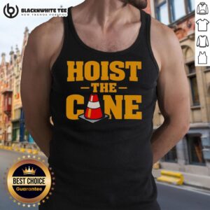 Original Hoist The Cone bold typography sports fan graphic tank top showcasing vibrant design for enthusiastic supporters.