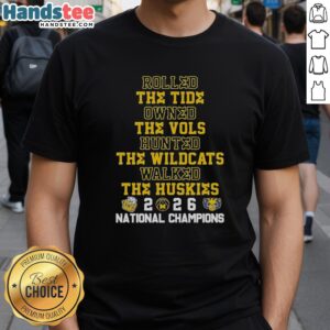 Premium Michigan Wolverines T-Shirt featuring bold graphics celebrating wins against Tide, Vols, Wildcats, and Huskies 2026.