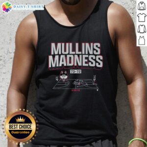 Braylon Mullins showcases UConn basketball skills in a stylish Madness shot diagram tank top design.