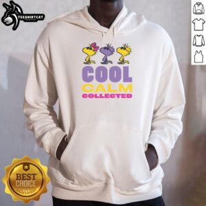 Cool Calm Collected hoodie featuring Nice Peanuts Woodstock design, perfect for casual style and comfort.