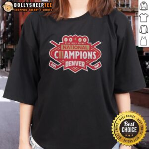 Hot Denver Pioneers 2026 NCAA Frozen Four Men's Ice Hockey National Champions Ladies Tee in vibrant design.