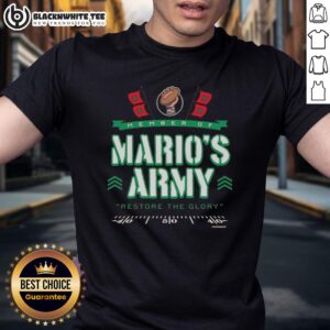 Miami Hurricanes 'Restore The Glory' T-Shirt for Mario's Army members, featuring vibrant colors and team logo design.