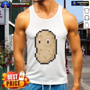 Alt Text: Colorful pixelated potato tank top design featuring a fun and quirky graphic, perfect for casual summer wear.