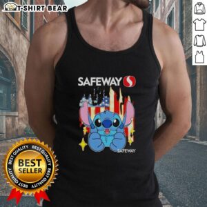 Alt Text: Pretty stitch-like Safeway USA flag tank top for a stylish and patriotic summer look.