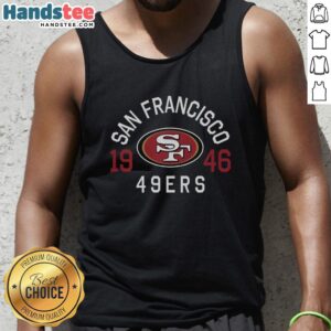Alt Text: Premium San Francisco 49ers Heritage Print Tank Top featuring vibrant team colors and iconic logo for stylish game day wear.