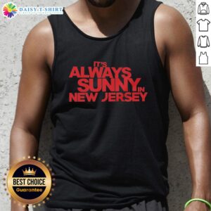 Pretty It's Always Sunny in New Jersey tank top featuring vibrant sun graphics, perfect for summer wear and casual outings.