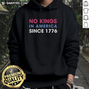 Jamie Lee Curtis wearing a 'No Kings in America Since 1776' hoodie, promoting freedom and independence.