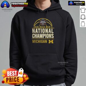 Official 2026 NCAA Men's Basketball National Champions Michigan Wolverines Hoodie featuring bold team logo.