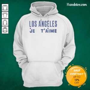 Stylish 'Pretty Los Angeles Je T'Aime Hoodie' in vibrant colors, perfect for casual wear and showcasing LA love.