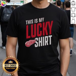 Top Detroit Red Wings 'This Is My Lucky' T-shirt featuring team colors and logo, perfect for fans on game day.