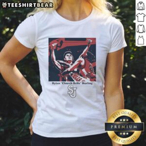 Good Dylan Church Bells Darling St. John's Red Storm men's basketball ladies tee showcasing vibrant team colors and logo.