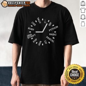 Top Programmer Clock T-Shirt featuring a unique design for coding enthusiasts and tech lovers, perfect for casual wear.