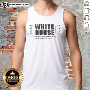 Alt Text: Original White House, 4 miles from Wellsburg on Route 67 East, featured on a tank top design.